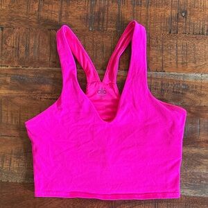 ALO Yoga Hot Bright Pink Fuchsia Sports Bra Crop Top Tank Top